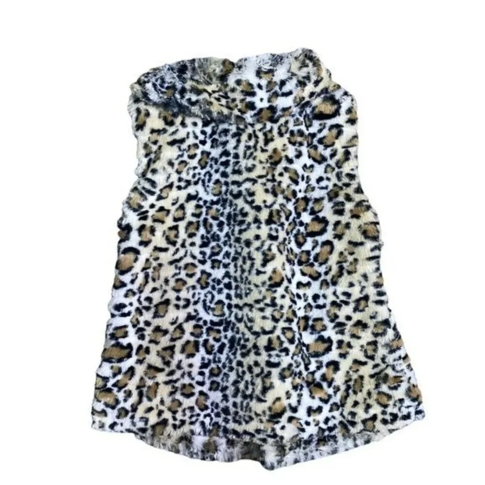 Plush Vest Little Lass Girls Size 4T Cheetah Print